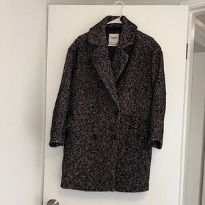 Black and White Herringbone Coat